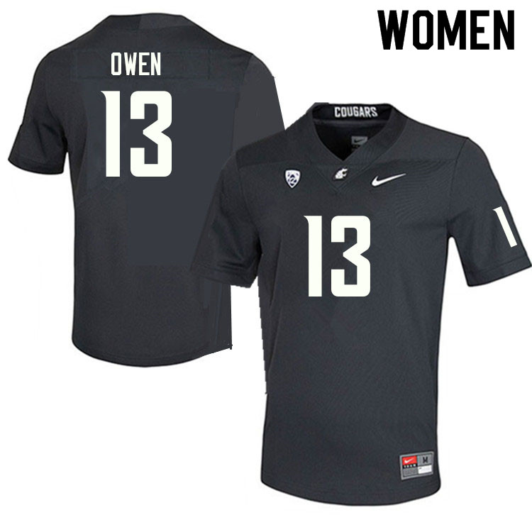 Women #13 Drake Owen Washington State Cougars College Football Jerseys Sale-Charcoal